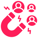 a pink magnet with people and lightning bolt