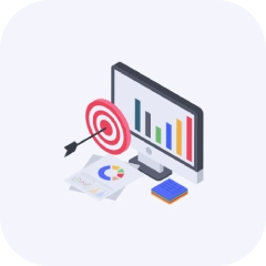 a computer with a target and graph to Tailored Strategies for Success